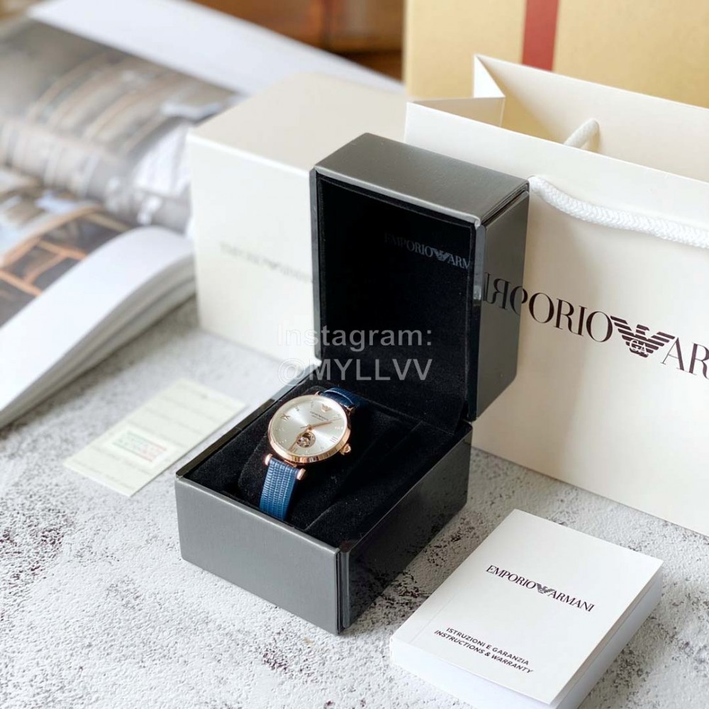 Armani Rose Gold Band Drill Hollowed Out Perspective Automatic Mechanical Watch Ar60020