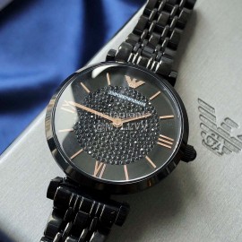 Armani Crystal Diamond Black Watch For Women