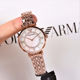 Armani New Diamond Inlaid Pearl Fritillaria Dial Steel Band Watch For Women Ar1909