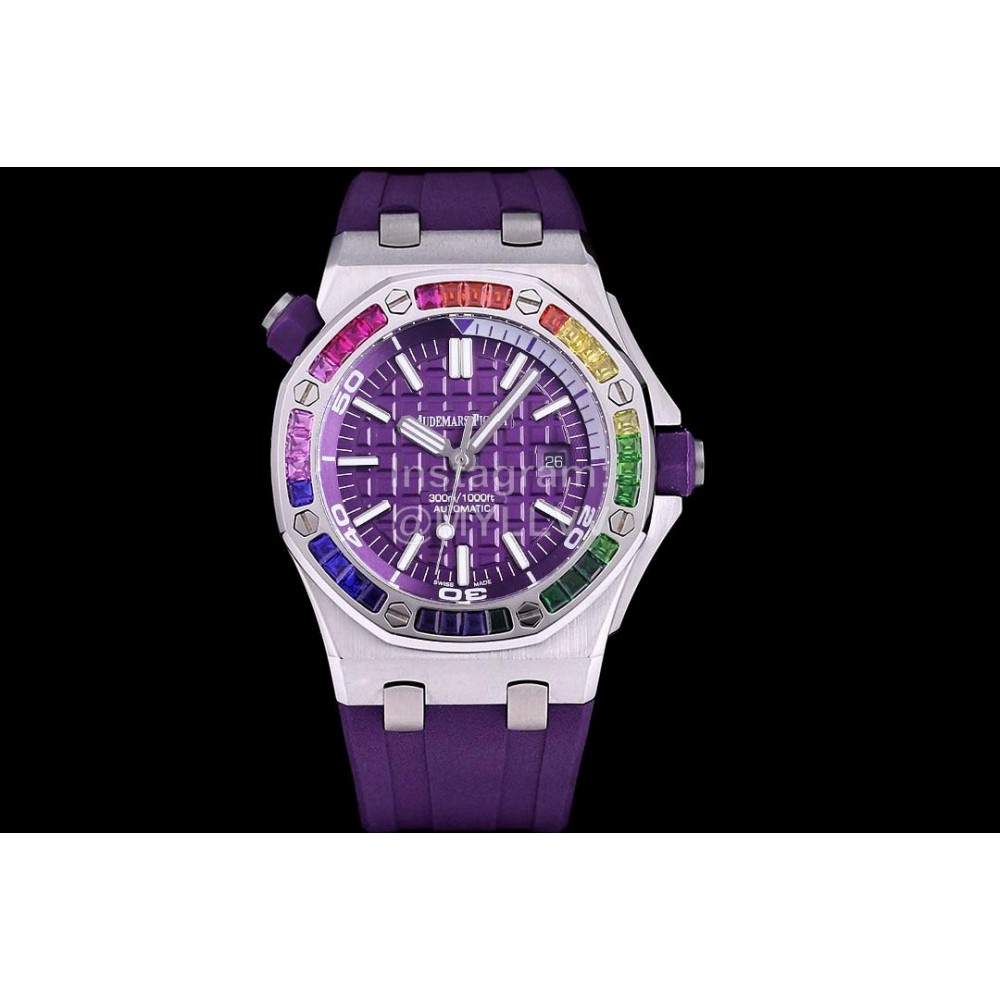Audemars Piguet 15710st.Oo.A002ca.01 Rubber Band Mechanical Watch For Men Purple
