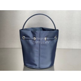 Balenciaga Canvas Wheel Drawstring Bucket Bag For Women Navy