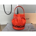 Balenciaga Canvas Wheel Drawstring Bucket Bag For Women Orange