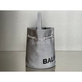 Balenciaga Canvas Wheel Drawstring Bucket Bag For Women Gray