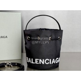 Balenciaga Canvas Wheel Drawstring Bucket Bag For Women Black
