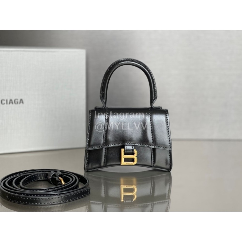 Balenciaga Black Cowhide Gold Buckle Handbag