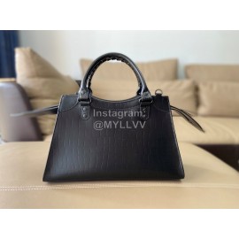 Balenciaga Black Crocodile Leather Crossbody Handbag