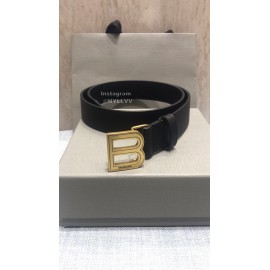 Balenciaga Fashion Leather Gold Buckle 30mm Belts Black