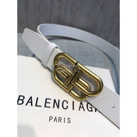 Balenciaga Fashion Leather Gold Buckle 30mm Belts White