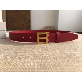 Balenciaga Hourglass Leather Vintage Copper Buckle 30mm Belts Red