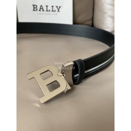 Bally New Calf Leather Silver B Buckle 34mm Belt 