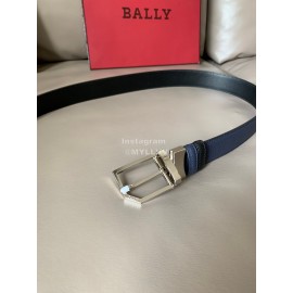 Bally Fashion Calf Leather Metal Buckle 34mm Leisure Belt Navy