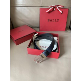 Bally Fashion Calf Leather Metal Buckle 34mm Leisure Belt Navy