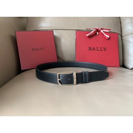 Bally Fashion Calf Leather Metal Buckle 34mm Leisure Belt Black