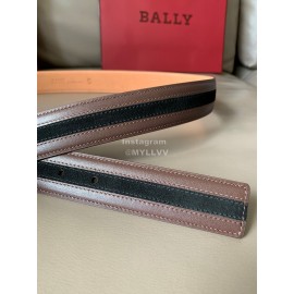 Bally New Calf Leather Stripe B Buckle 34mm Belt Coffee