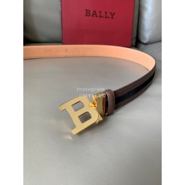 Bally New Calf Leather Stripe B Buckle 34mm Belt Coffee