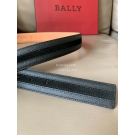 Bally New Calf Leather Stripe B Buckle 34mm Belt Gray