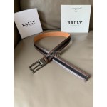 Bally New Calf Leather Stripe Pin Buckle 34mm Belt Coffee