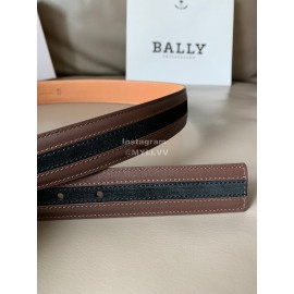 Bally New Calf Leather Stripe Pin Buckle 34mm Belt Coffee