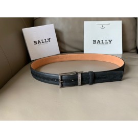 Bally New Calf Leather Stripe Pin Buckle 34mm Belt Gray