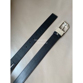 Bally Black Calf Leather Silver Pin Buckle 34mm Belt 