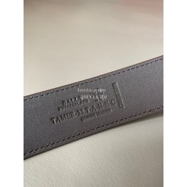 Bally Fashion Calf Leather Stripe Silver Pin Buckle 34mm Leisure Belt