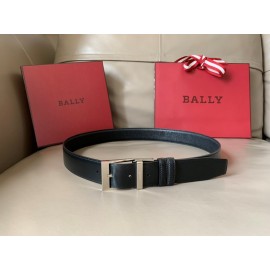 Bally New Black Calf Leather Silver Pin Buckle Belt For Men 