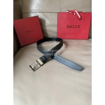 Bally New Calf Leather Silver Pin Buckle Belt For Men Black