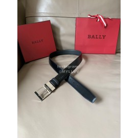Bally New Calf Leather Silver Pin Buckle Belt For Men Black