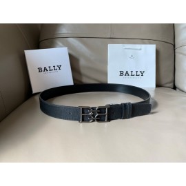 Bally Black Calf Leather Metal Gun Color Bb Buckle Belt For Men