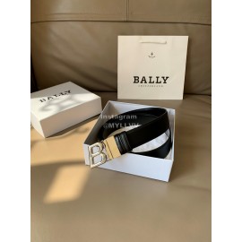 Bally Black New Calf Leather Silver B Buckle 35mm Belt 