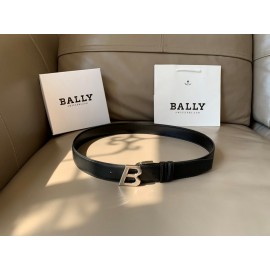 Bally Black New Calf Leather Silver B Buckle 35mm Belt 