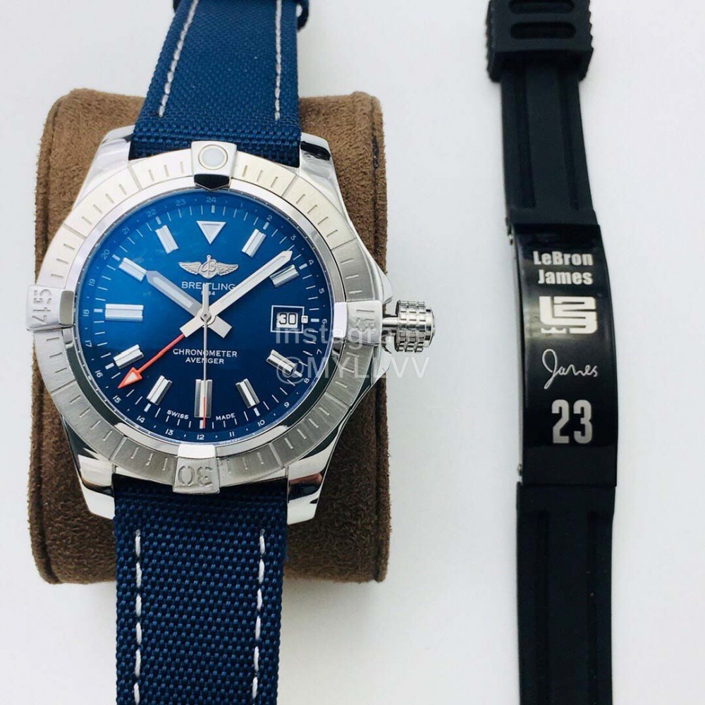 Breitling Gb Factory Nylon Strap 45mm Dial Watch Navy
