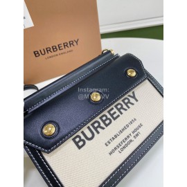 Burberry Two Color Canvas Messenger Bag For Women Black