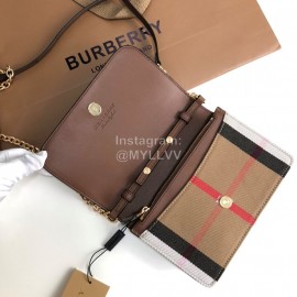 Burberry Soft Calf Leather Chain Bag For Women Coffee