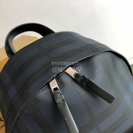 Burberry Fashion Plaid Cowhide Commuter Backpack Blue