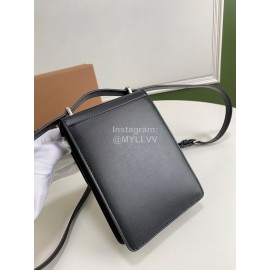Burberry Smooth Leather Messenger Mobile Phone Bag Black