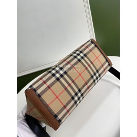Burberry Retro Exquisite Plaid Handbag Messenger Bag Brown