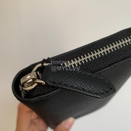 Burberry Black Calfskin Long Zipper Wallet