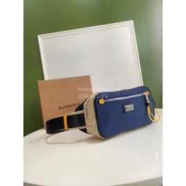 Burberry Nylon Leather Waist Bag Chest Bag Blue