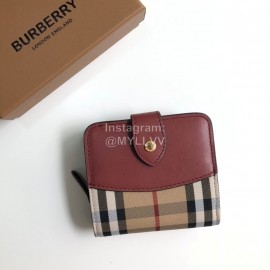 Burberry Soft Leather Short Wallet Wine Red