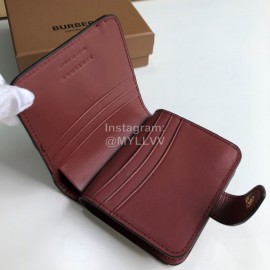 Burberry Soft Leather Short Wallet Wine Red