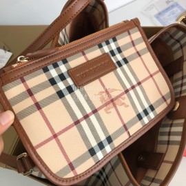 Burberry Classic Plaid Two Piece Case Bag Brown