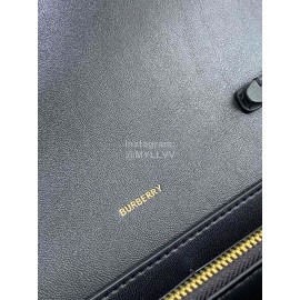 Burberry Vintage Plaid Leather Envelope Crossbody Bag Black