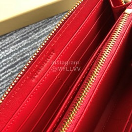 Burberry Classic Plaid Zipper Long Wallet Red