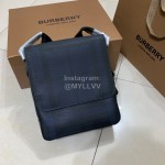 Burberry Blue Black Checkered Messenger Bag For Men