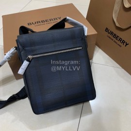Burberry Blue Black Checkered Messenger Bag For Men
