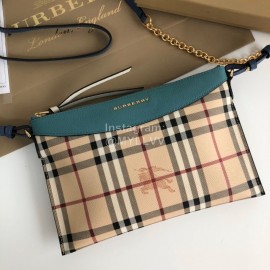 Burberry Plaid Soft Leather Handbag Chain Bag