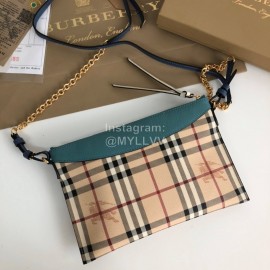 Burberry Plaid Soft Leather Handbag Chain Bag