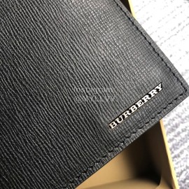 Burberry Black Palm Leather Two Fold Short Wallet