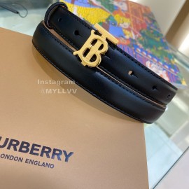Burberry Fashion Black Calf Gold Buckle 20mm Belts For Women 
